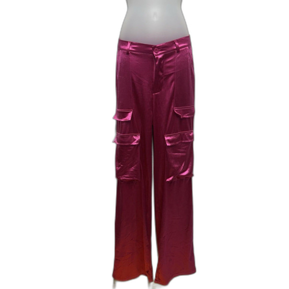 Shiny Pink Cargo Pants - Picture 1 of 5